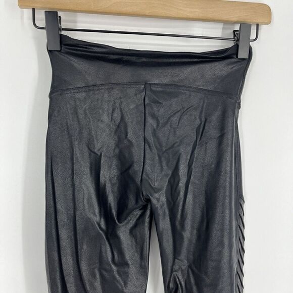 Spanx Moto Leggings Size XS Womens Black Faux Leather Pull On Stretch Biker - Picture 5 of 7